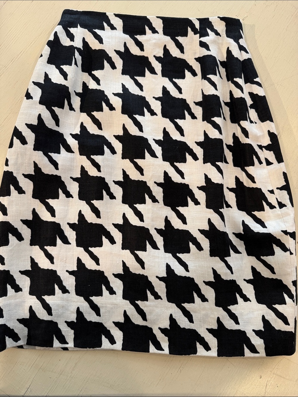 Rickie Freeman Teri Jon Linen Skirt Black White Abstract Pencil Skirt Size 6